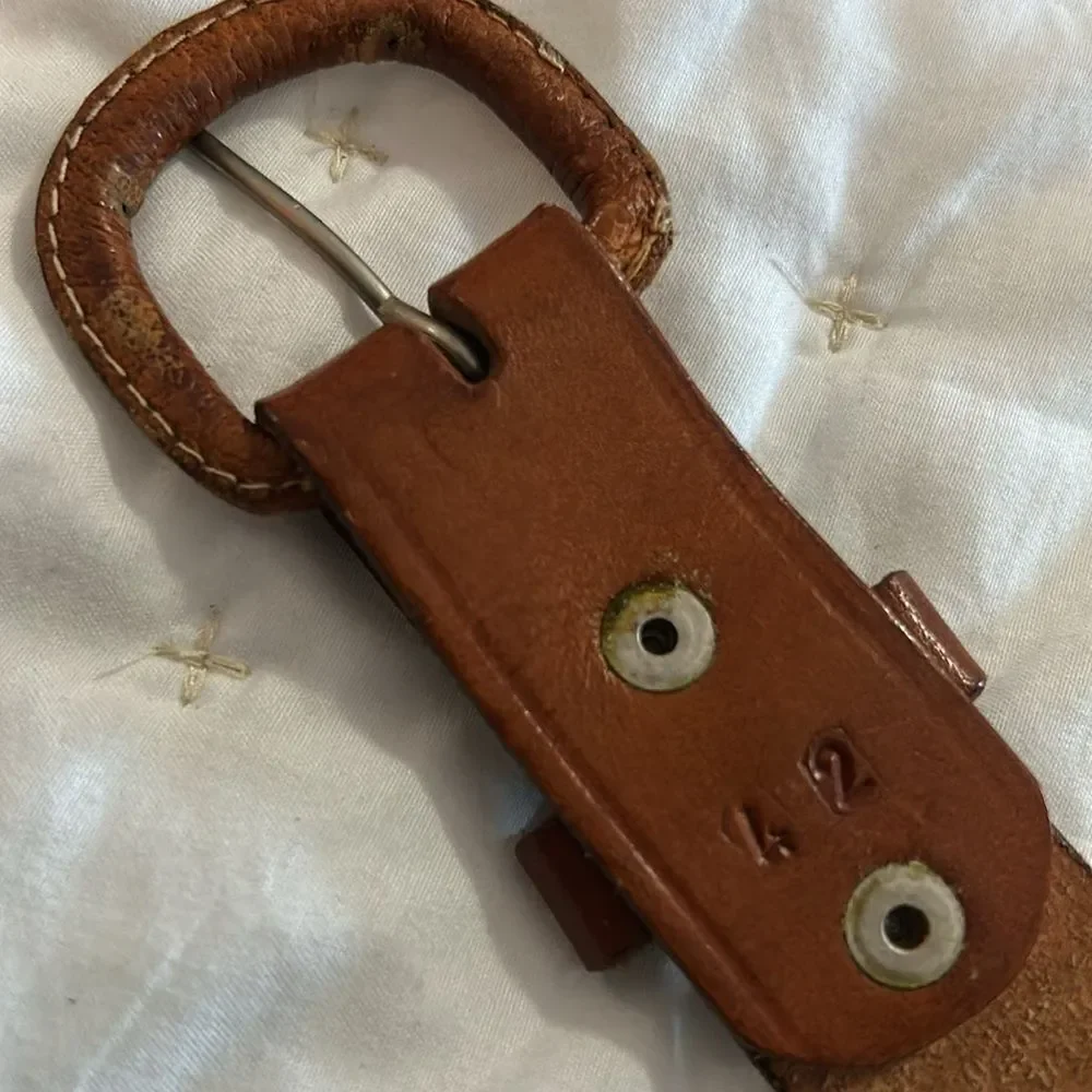 Men's Brown Leather Belt with decorative weaving -size 42